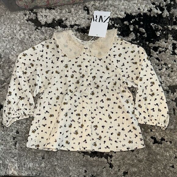 ZARA Kids | Ecru | FLORAL EMBROIDERED SHIRT - Picture 6 of 6
